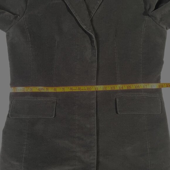 Banana Republic Winter Trench Coat Black Cotton Velvet Vintage Size L - Picture 10 of 15